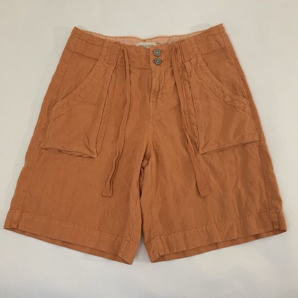 Pilcro Anthropologie Shorts 0 Bermuda Linen Orange Cargo Boho Beach Colorful - Picture 1 of 8